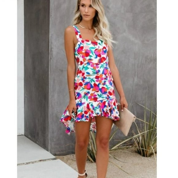 VICI • Linen Blend Hi-Lo Dress in Harvest Floral || Medium - Picture 5 of 8